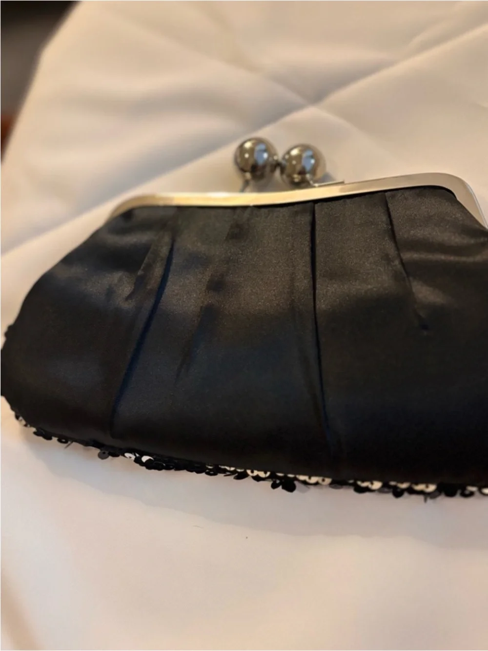 Black Sequin Clutch Evening Bag | Champagne & City Lights Collection - Picture 7 of 8